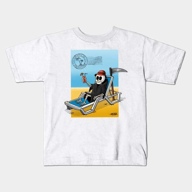 Death in Paradise - Grim Reaper on a break Kids T-Shirt by madebystfn